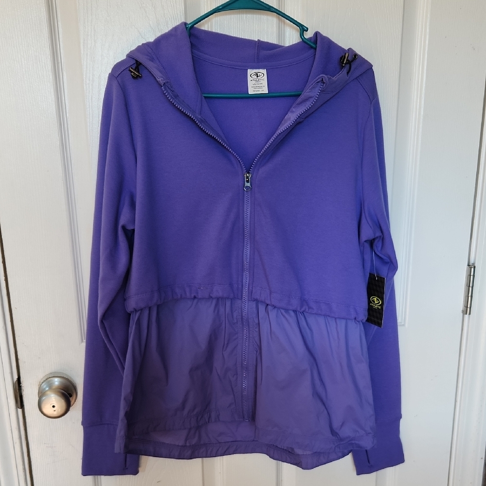 Athletic Works Women's Active Performance Knit Woven Zip Front jacket Size L